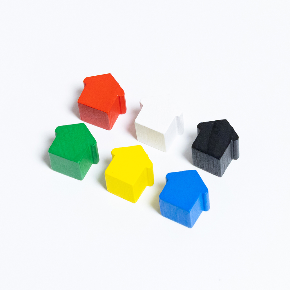 Board Game Economy - 100Pcs Little House Meeples, 15mm Wooden