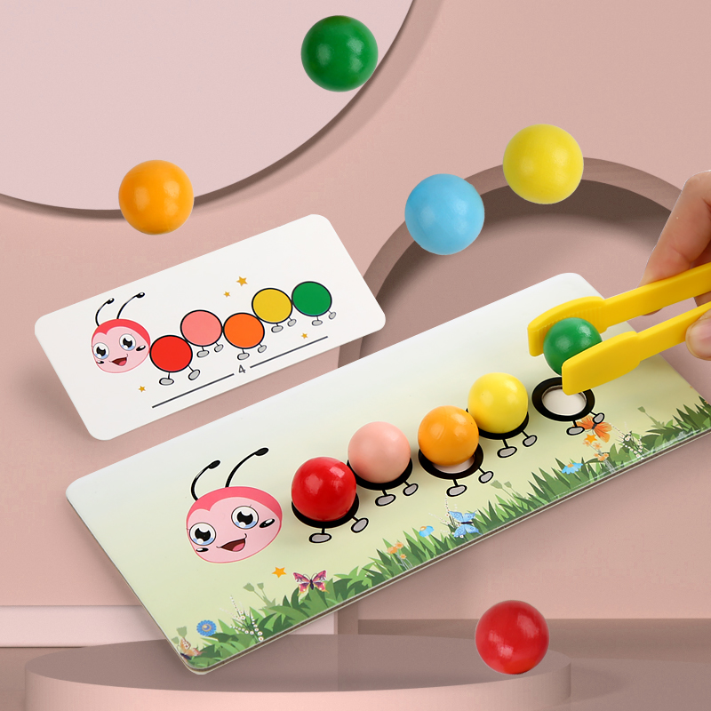 Board Game Education - Caterpillar Bead-Picking Toy, Color Concentration Training,