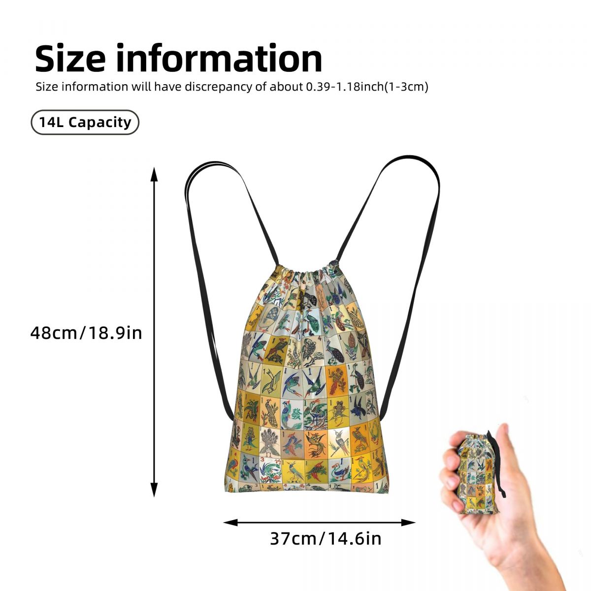 Mah Jongg Birds Mahjong Tiles  - Tile Bag Drawstring บทวิจารณ์และราคา