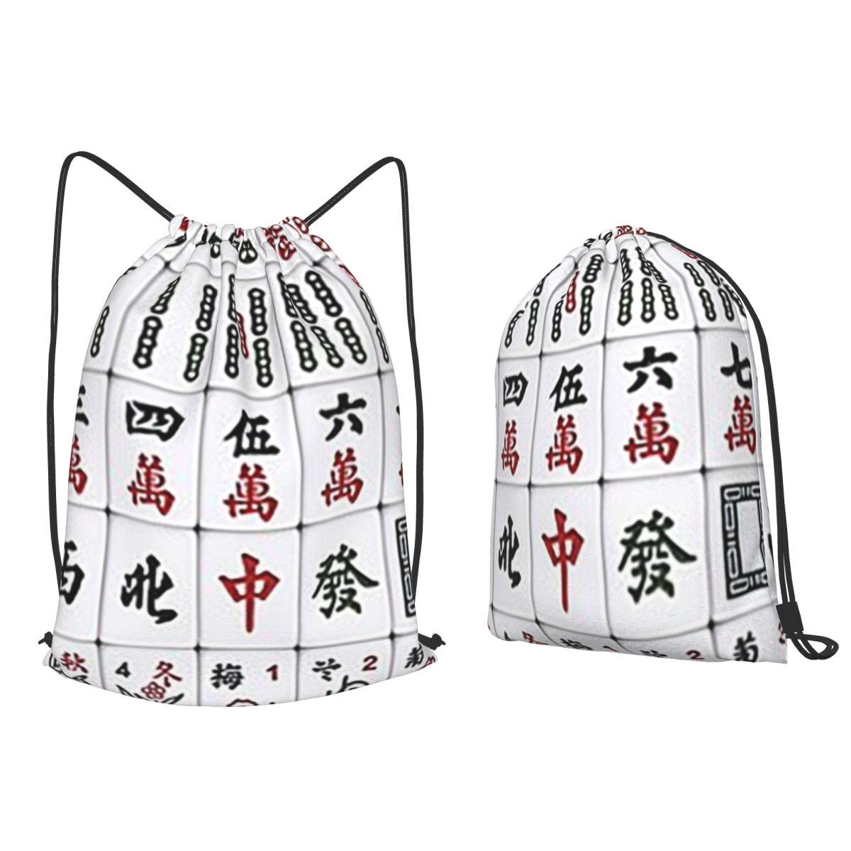 Mahjong Tile Pattern Backpacks - Tile Bag Drawstring บทวิจารณ์และราคา