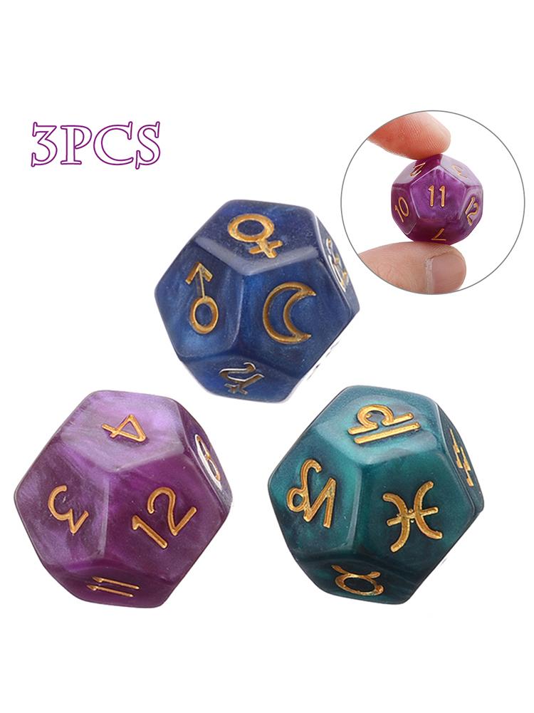 3PCS 12-Sided Dice Astrology T - Board Game Template บทวิจารณ์และราคา