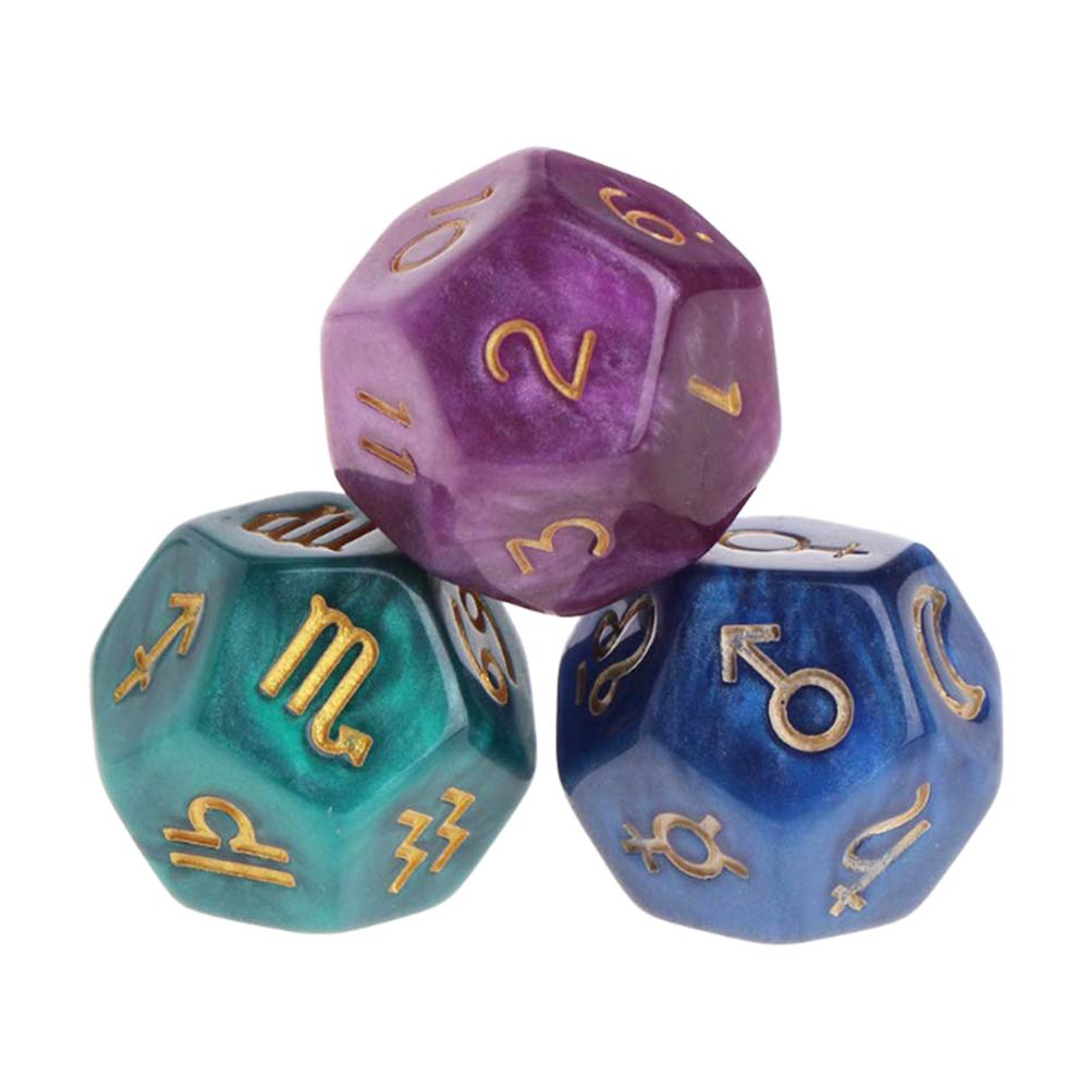 3PCS 12-Sided Dice Astrology T - Board Game Template บทวิจารณ์และราคา