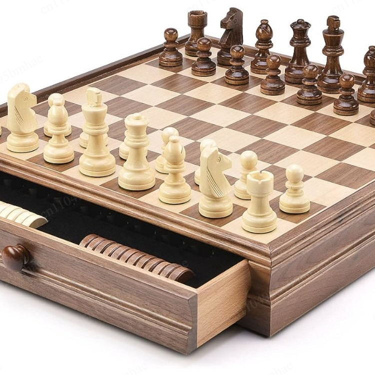 Walnut solid wood chess checke - Chess Set Wooden บทวิจารณ์และราคา