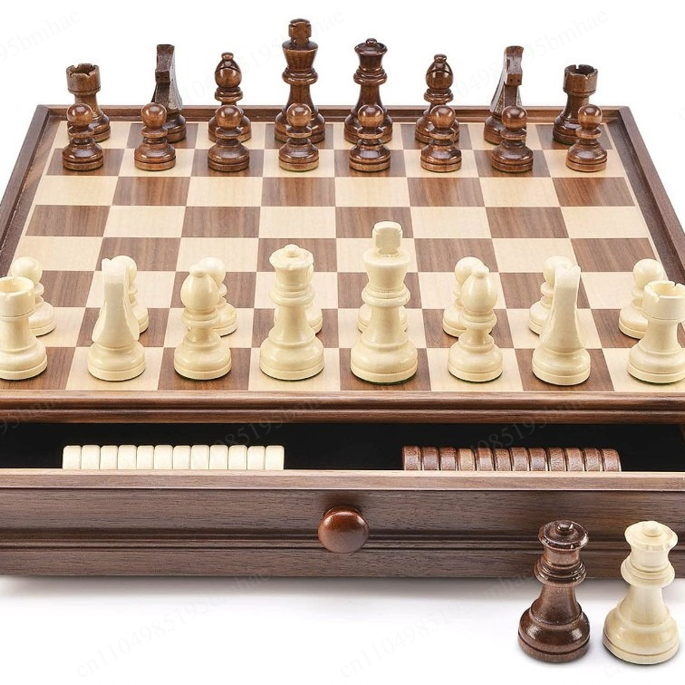 Walnut solid wood chess checke - Chess Set Wooden บทวิจารณ์และราคา