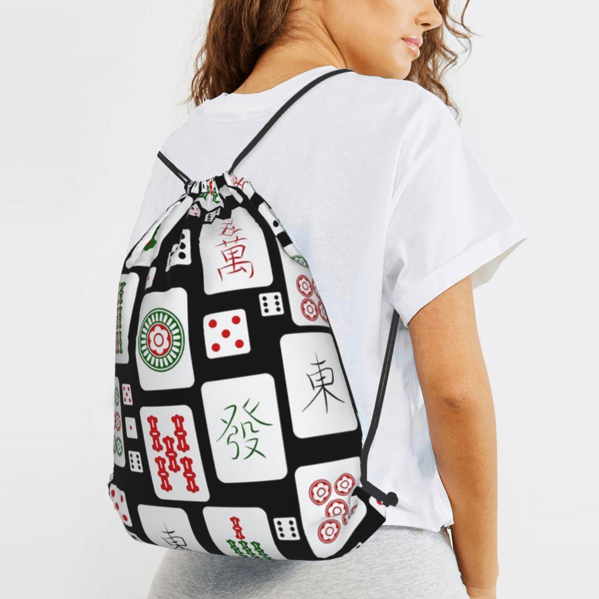 Mahjong Tiles Game Dice Backpa - Tile Bag Drawstring บทวิจารณ์และราคา