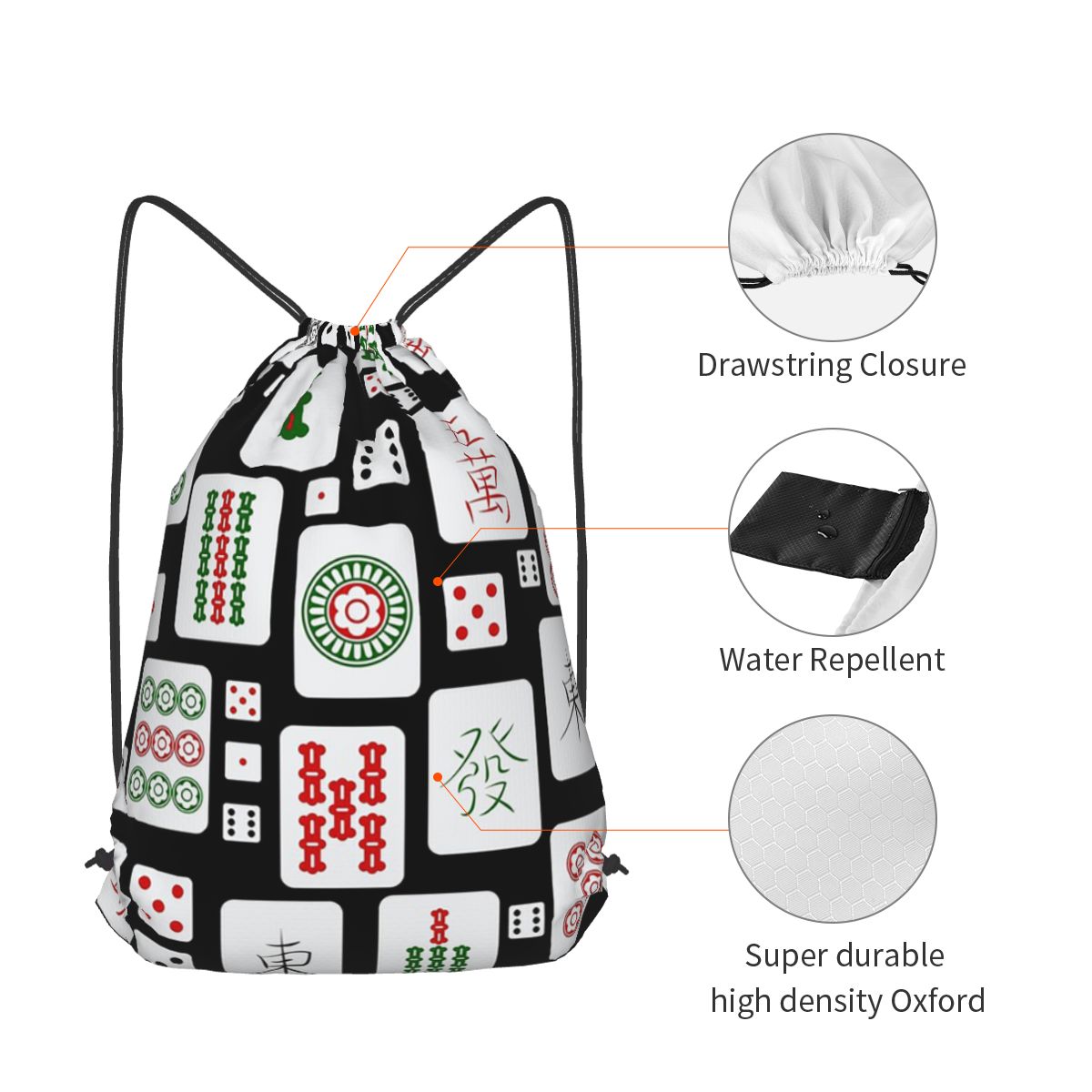 Mahjong Tiles Game Dice Backpa - Tile Bag Drawstring บทวิจารณ์และราคา