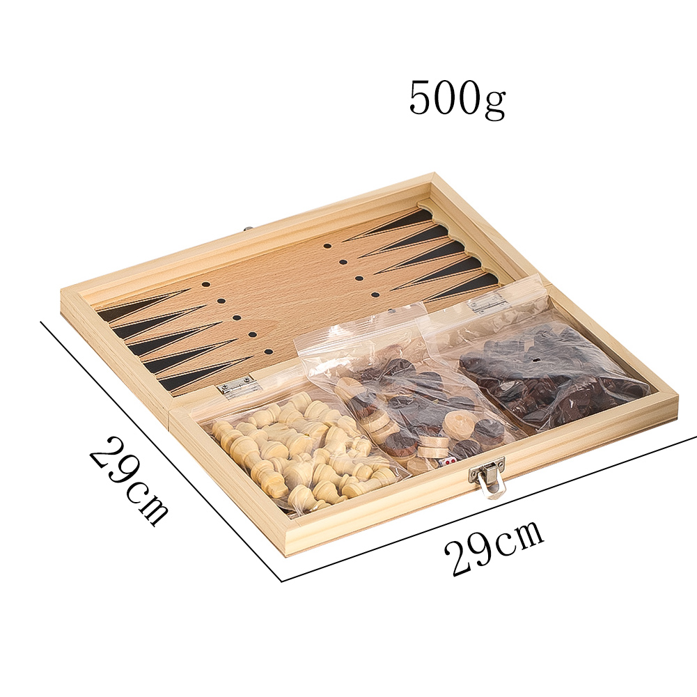 Wooden 3-in-1 Checkers Backgam - Chess Set Wooden บทวิจารณ์และราคา