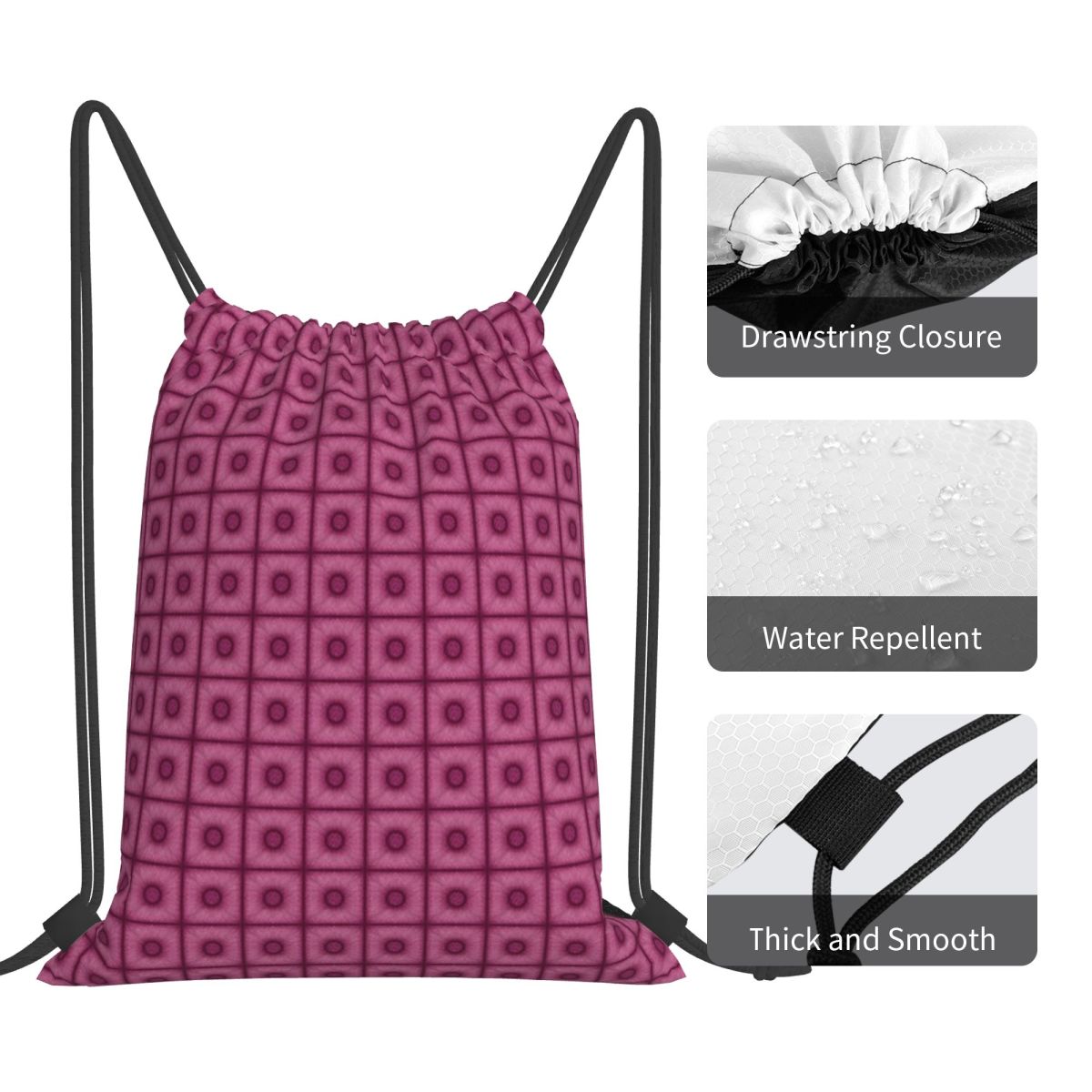 Poof Tile In Cherry Color Back - Tile Bag Drawstring บทวิจารณ์และราคา