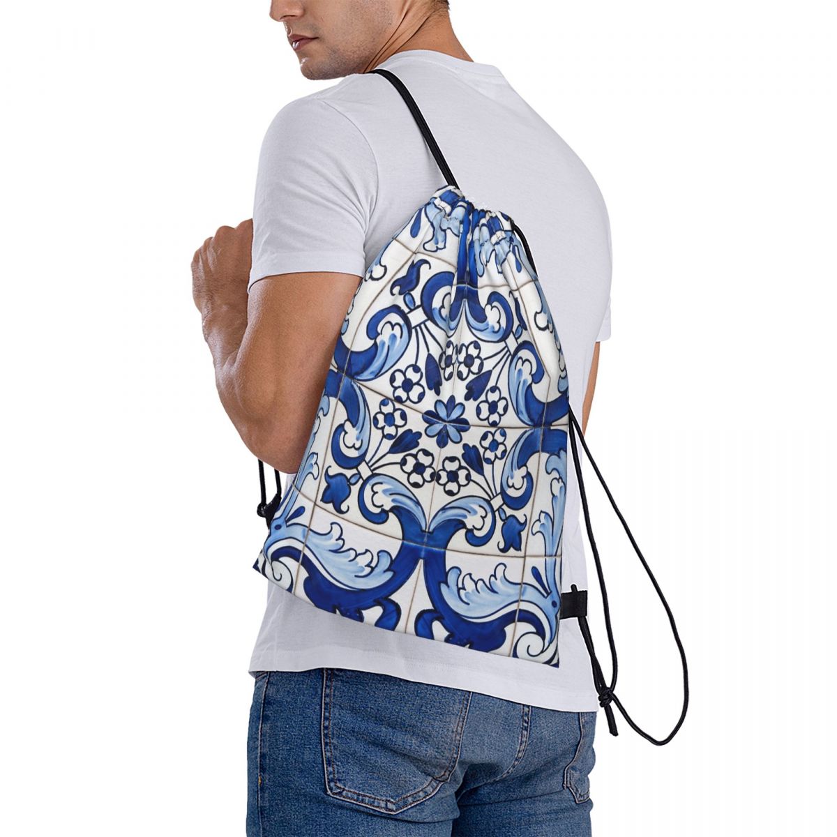 Antique Classic Lisbon Blue Az - Tile Bag Drawstring บทวิจารณ์และราคา