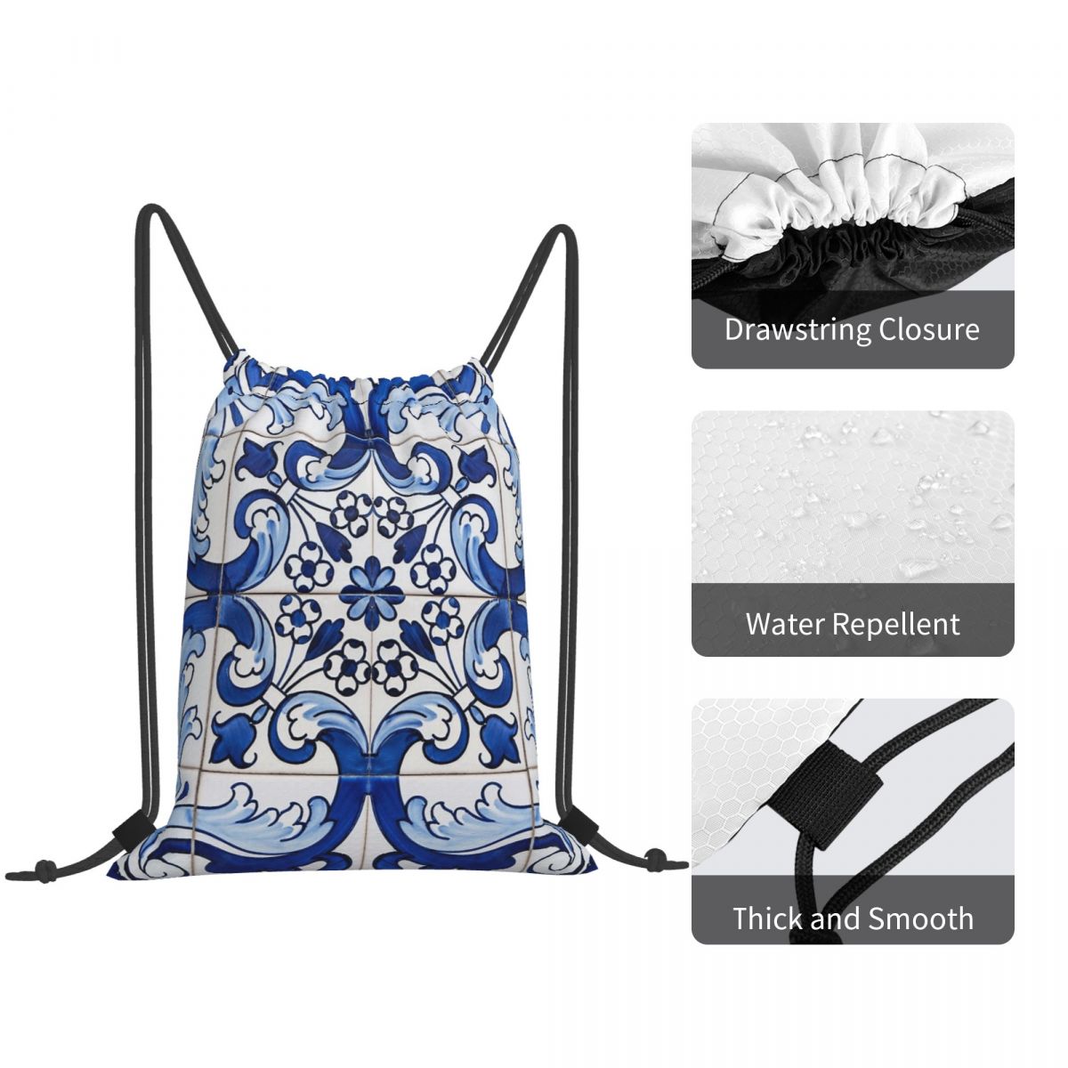 Antique Classic Lisbon Blue Az - Tile Bag Drawstring บทวิจารณ์และราคา