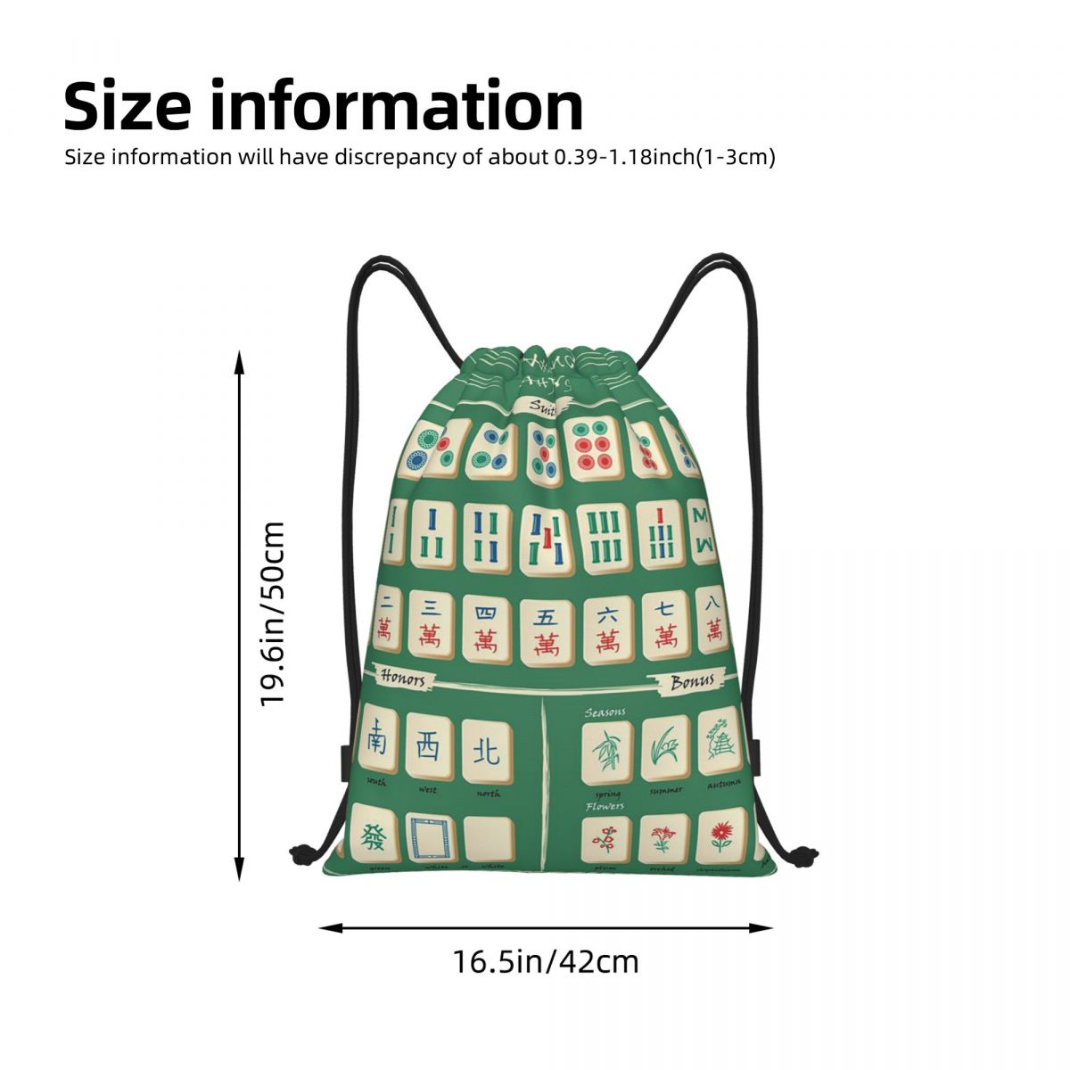 Mahjong Tile Pattern Backpacks - Tile Bag Drawstring บทวิจารณ์และราคา