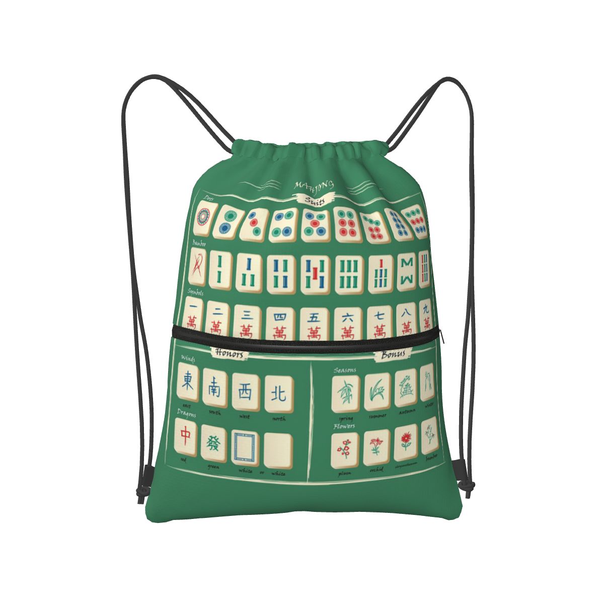 Mahjong Tile Pattern Backpacks - Tile Bag Drawstring บทวิจารณ์และราคา