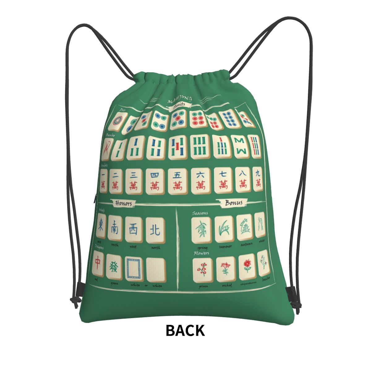 Mahjong Tile Pattern Backpacks - Tile Bag Drawstring บทวิจารณ์และราคา