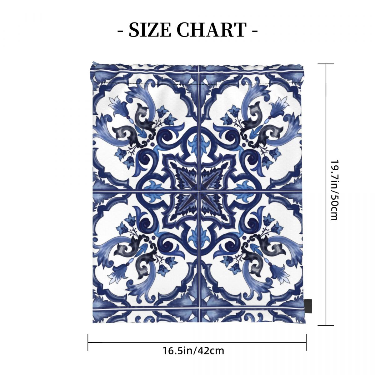 Blue Ornate Floral Mediterrane - Tile Bag Drawstring บทวิจารณ์และราคา