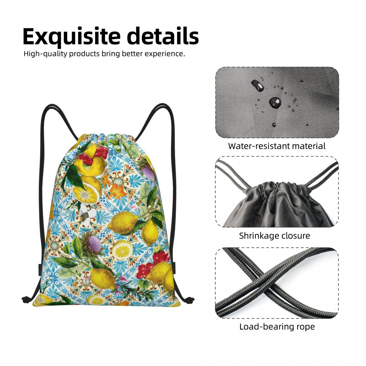 Sicilian Lemons And Romantic T - Tile Bag Drawstring บทวิจารณ์และราคา
