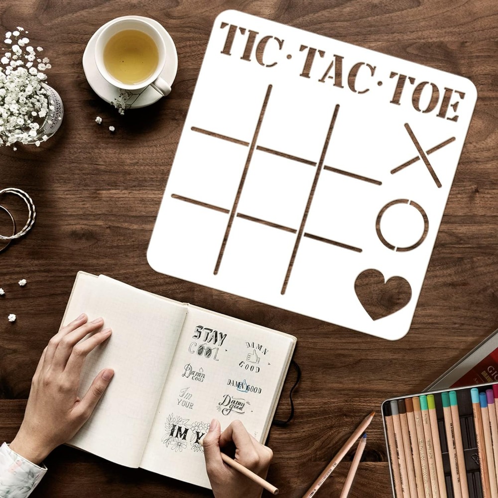 Tic Tac Toe Board Stencil DIY  - Board Game Template บทวิจารณ์และราคา