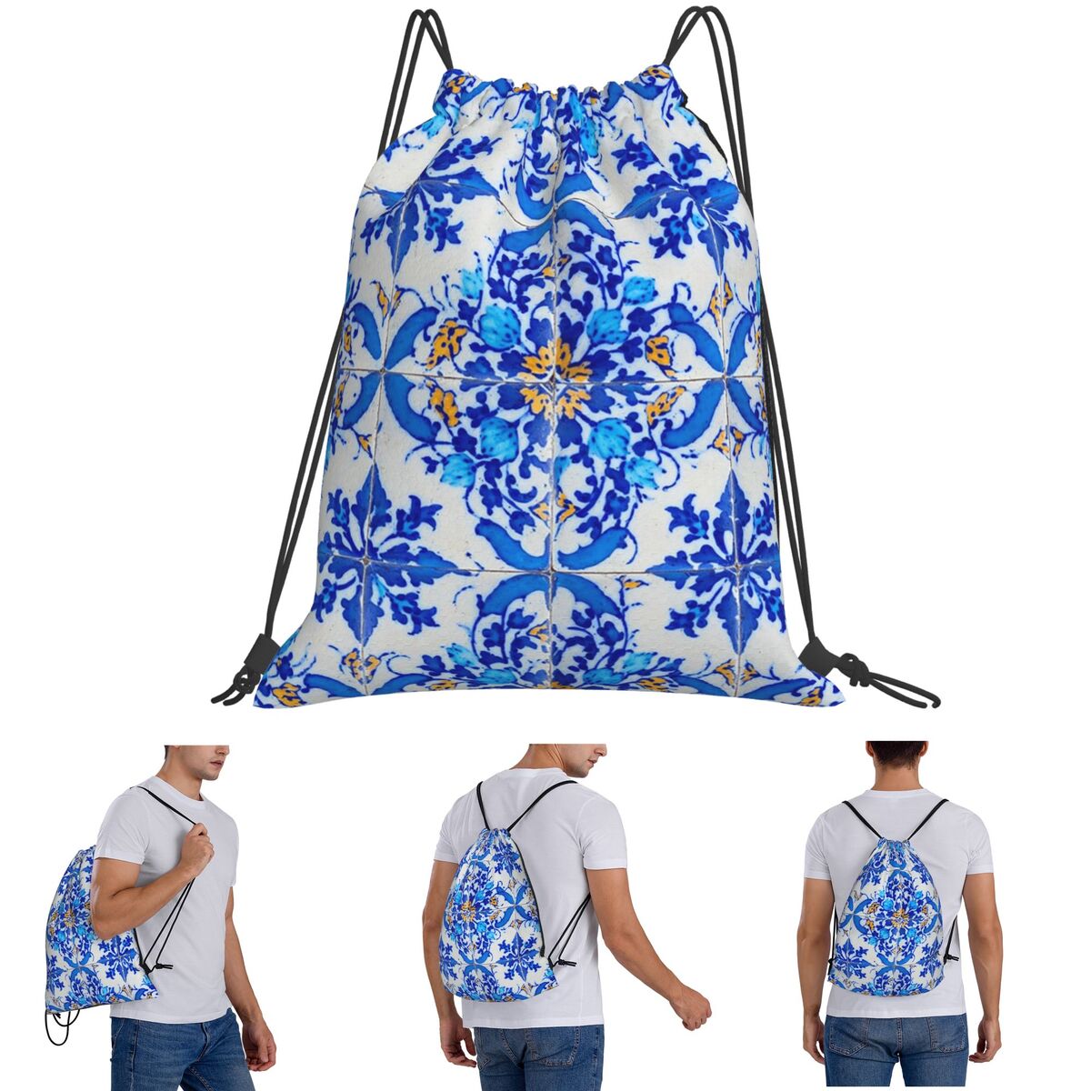 Portuguese Tile Decor Azulejo  - Tile Bag Drawstring บทวิจารณ์และราคา